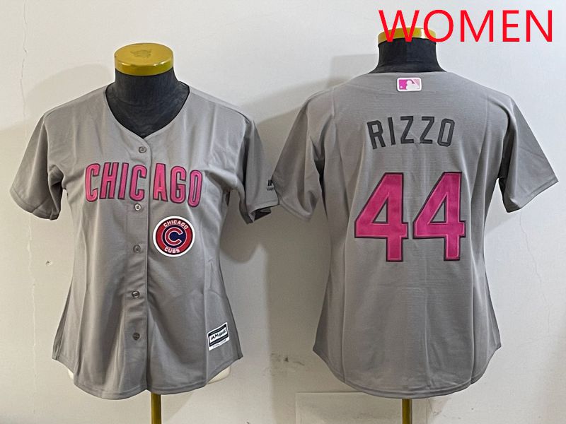 Women Chicago Cubs #44 Rizzo Grey Fashion Game 2025 Nike MLB Jersey style 6->women mlb jersey->Women Jersey